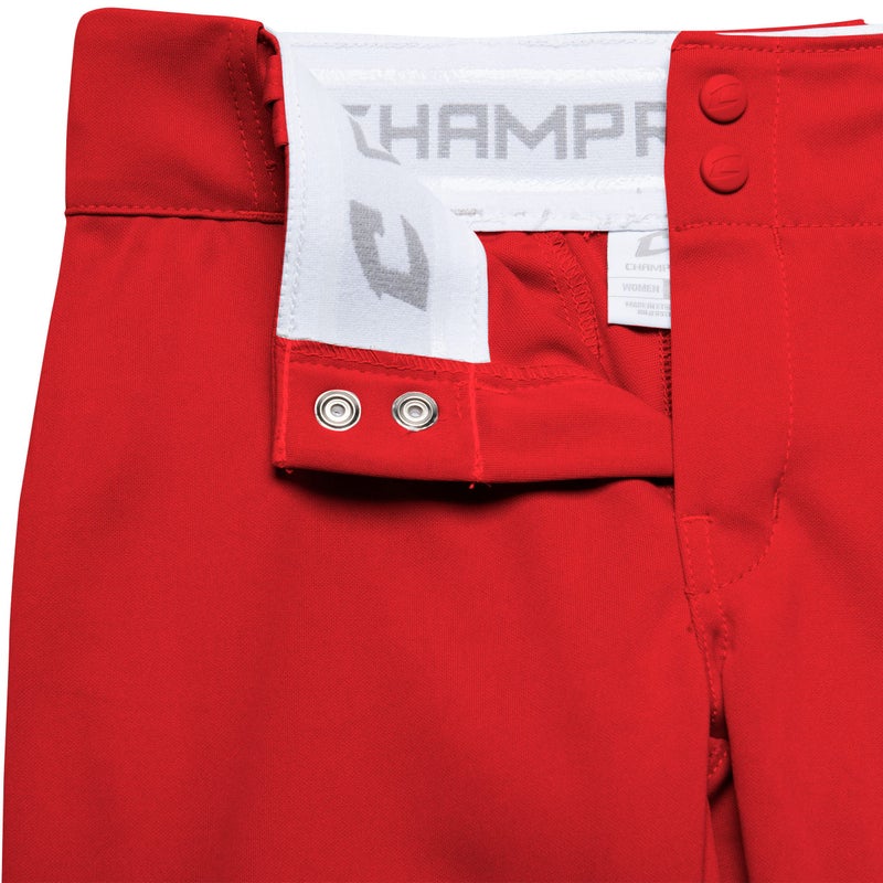 CHAMPRO Women's Tournament Traditional Low-Rise Polyester Softball Pant, Large, Scarlet - Image 5